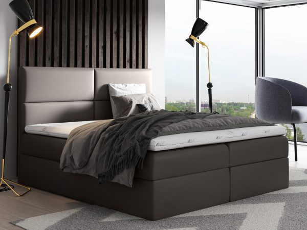 Czekoladowe łóżko kontynentalne z pikowaniem do eleganckiej sypialni