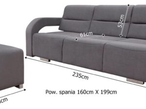 miniaturka Nowoczesna Kanapa Z Pufą Rozkładana SERRA + PUFA