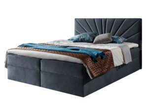 miniaturka Łóżko Tapicerowane Szare NEMURO 4