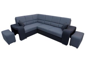 miniaturka Czarny Narożnik Z Pufą TEMBISA