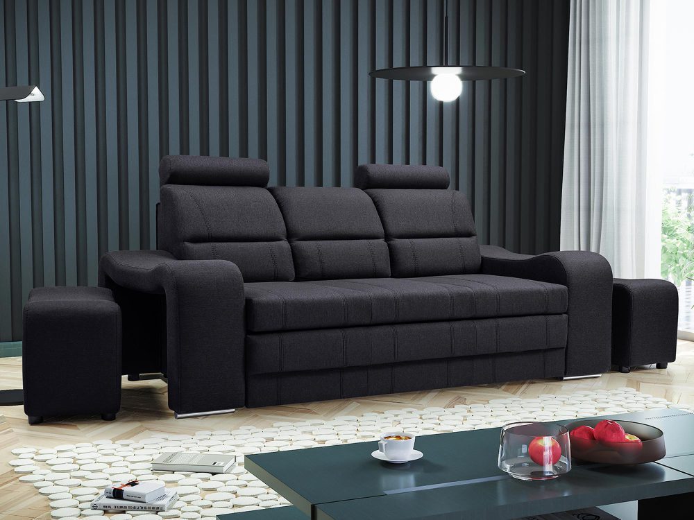 Nowoczesna Sofa Do Salonu z Pufami AKIRUNO aranżacja