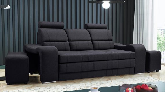 Nowoczesna Sofa Do Salonu z Pufami AKIRUNO aranżacja