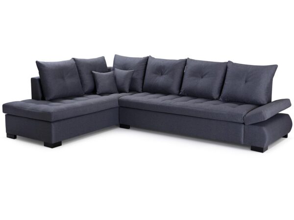 Ciemnoszary narożnik wypoczynkowy z miękkimi poduchami