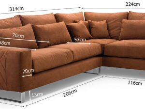 miniaturka Narożnik z Zagłówkami i Chromowanymi Nóżkami SANDTON