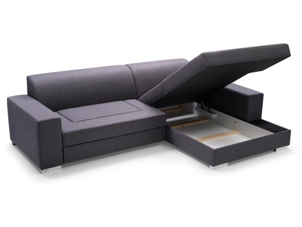 Ciemnoszary narożnik z mechanizmem otwierania i pojemnikiem