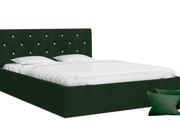 Zielone łóżko kontynentalne z pikowaniem, styl nowoczesny