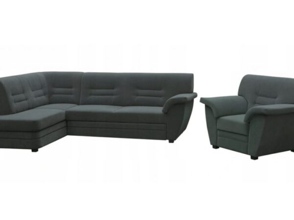 Klasyczny fotel tapicerowany w kolorze butelkowej zieleni – widok z boku