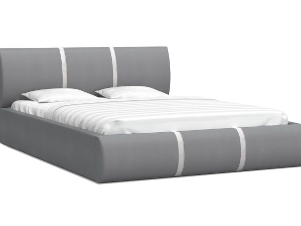 szare łóżko tapicerowane do sypialni w klasycznym stylu