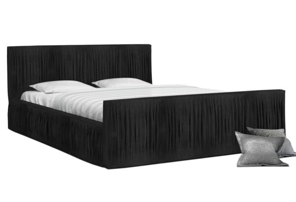 Czarne łóżko z miękkim zagłówkiem, styl elegancki