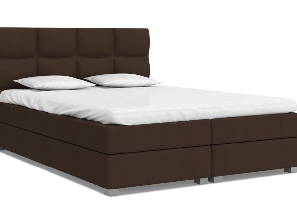 Brązowe łóżko tapicerowane z prostym zagłówkiem, klasyczny styl