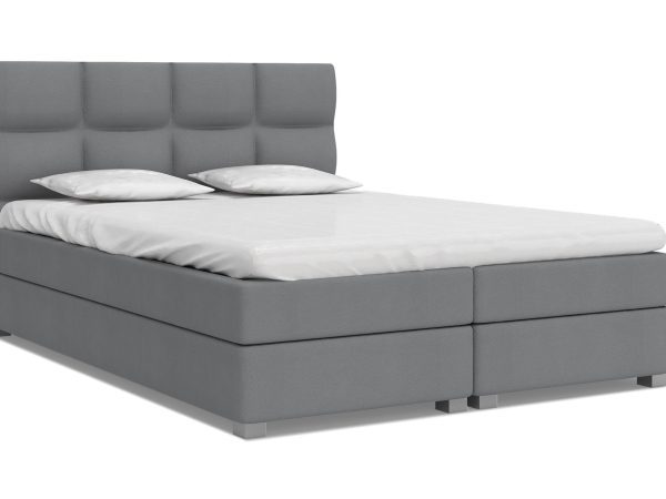 Jasnoszare łóżko tapicerowane z miękkim zagłówkiem, styl loftowy