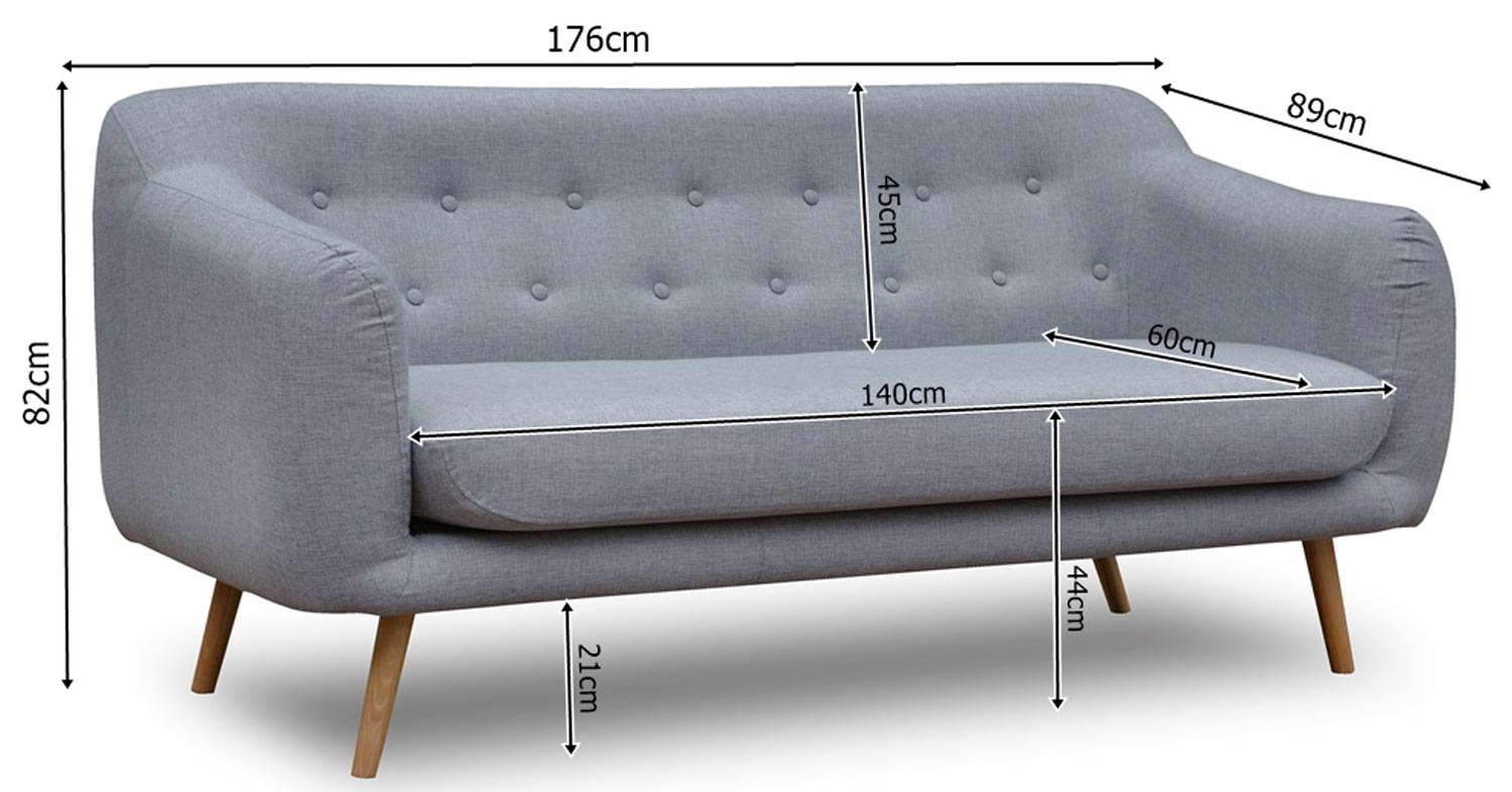 Skandynawska Sofa Na Nóżkach IBIRITE wymiary