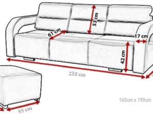 miniaturka Nowoczesna Kanapa Z Pufą Rozkładana SERRA + PUFA