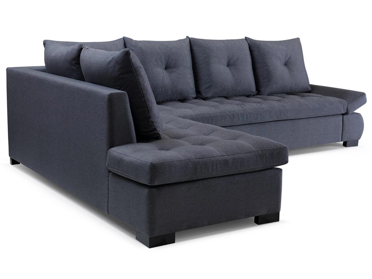 Ciemnoszary narożnik w stylu nowoczesnym z dużym siedziskiem