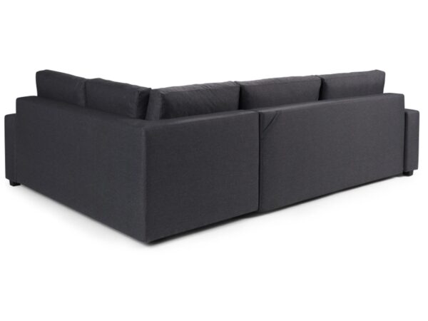 Ciemnoszary narożnik z prostymi oparciami i wąskimi bokami