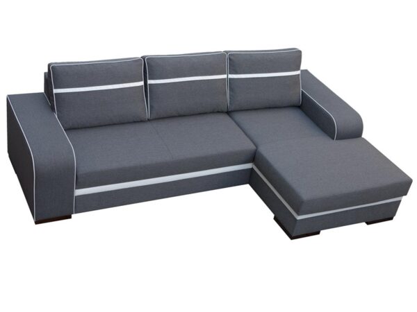 Duży narożnik szary w kształcie L z prostym oparciem