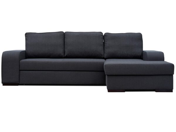 Grafitowy narożnik z miękkim oparciem i funkcją spania