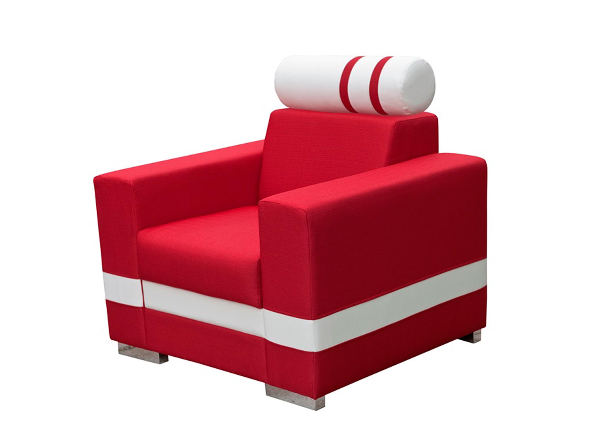 Czerwony Fotel Tapicerowany ULUNDI białe tło