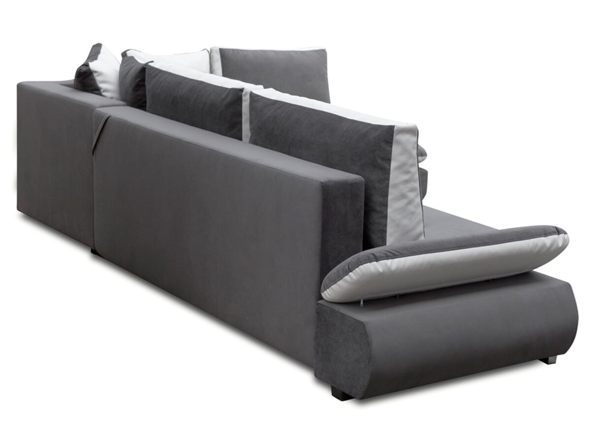 Sofa modułowa tapicerowana w odcieniach szarości z nowoczesnym designem