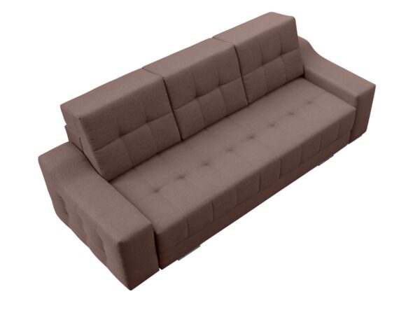 Sofa z funkcją spania w odcieniu ciemnego beżu, styl minimalistyczny