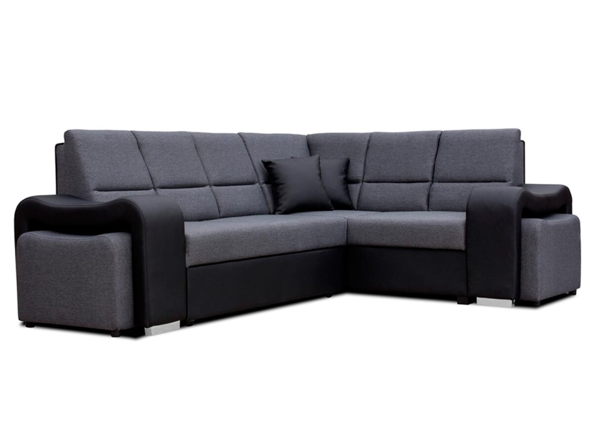 Czarny Narożnik Z Pufą TEMBISA