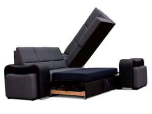 miniaturka Czarny Narożnik Z Pufą TEMBISA