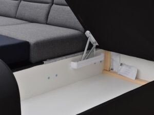 miniaturka Czarny Narożnik Z Pufą TEMBISA