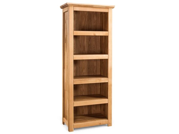 Wysoki regał z litego drewna z pięcioma półkami