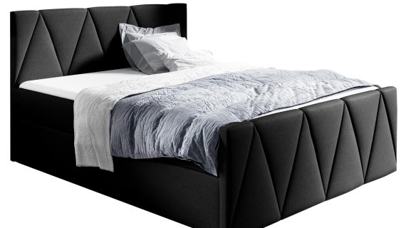 Nowoczesne łóżko kontynentalne czarne SARA LUX