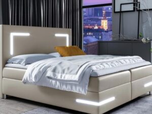 miniaturka Duże Łóżko Kontynentalne z Oświetleniem LED KORA