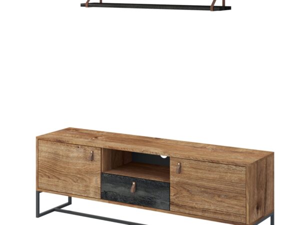 Wisząca półka ścienna z metalowym wspornikiem w stylu industrialnym