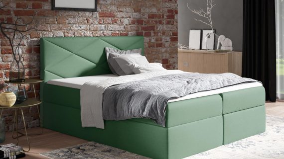 Kontynentalne łóżko do sypialni zielone ADA LUX