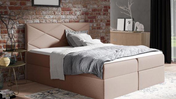Kontynentalne łóżko do sypialni brązowe ADA LUX