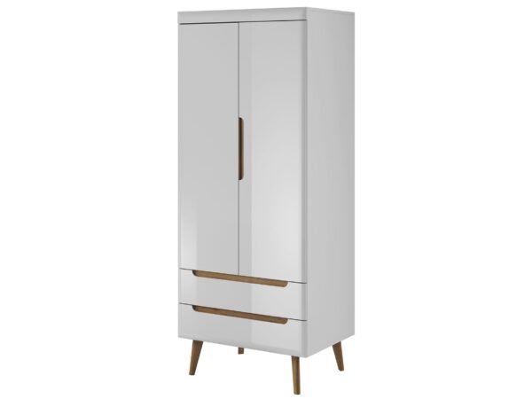 Biała szafa wąska na drewnianych nóżkach GREC