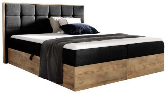 Drewniane łóżko kontynentalne czarne BLANK 1