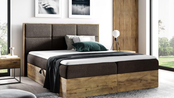 Łóżko drewniane kontynentalne brąz BLANK 2