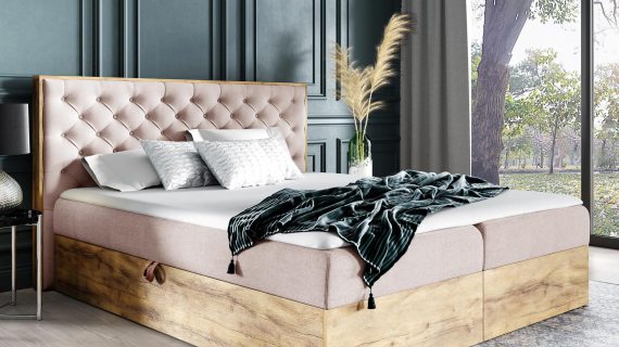 Pikowane łóżko drewniane BLANK 3