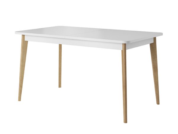 Nowoczesny biały stół na drewnianych nóżkach GREC