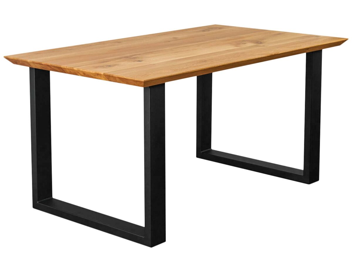 Stół z Blatem Drewnianym Metalowe Nogi VIPER