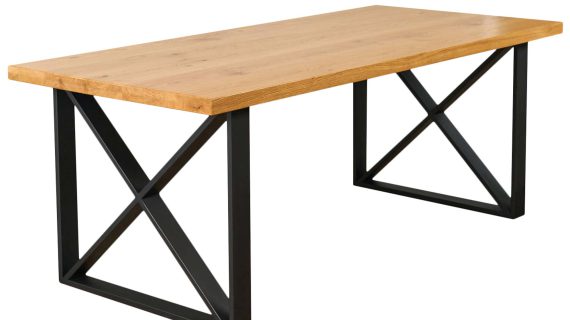 Stół z Drewnianym Blatem Industrialny THOMAS