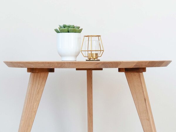 Owalny stolik dębowy aranż blat ESME