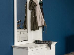 miniaturka Drewniana biała szafka na buty NISAN