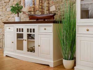 miniaturka Biała komoda z przeszkleniami NISAN