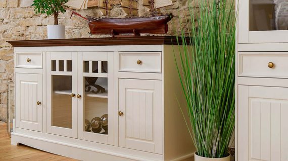 miniaturka Biała komoda z przeszkleniami NISAN