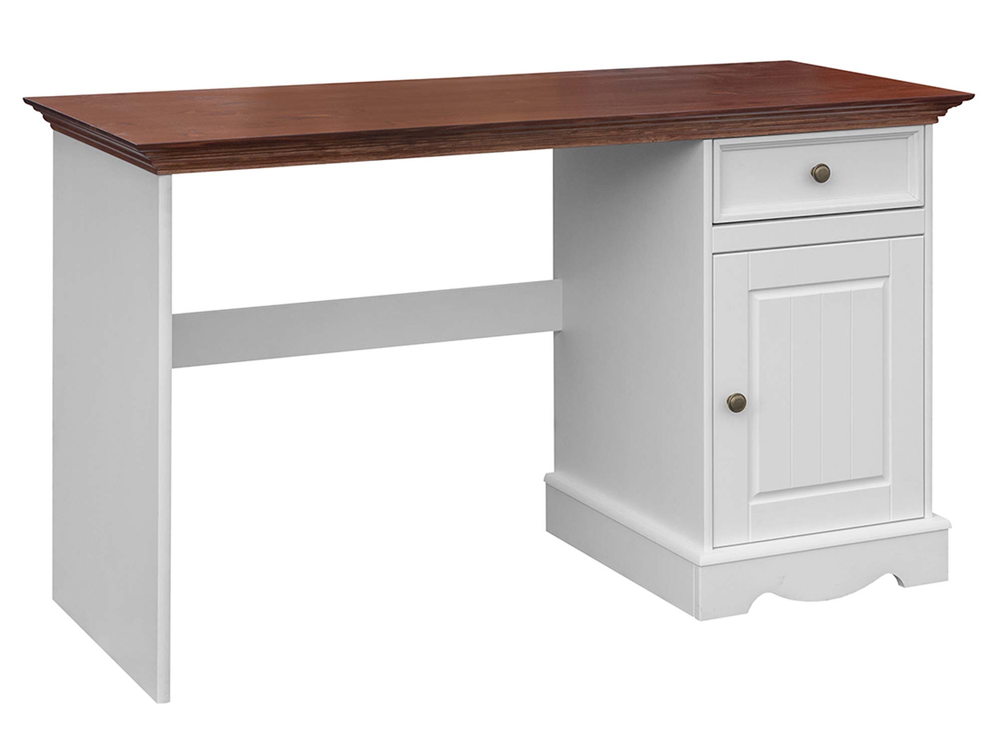 Pojedyncze biurko drewniane biały orzech NISAN