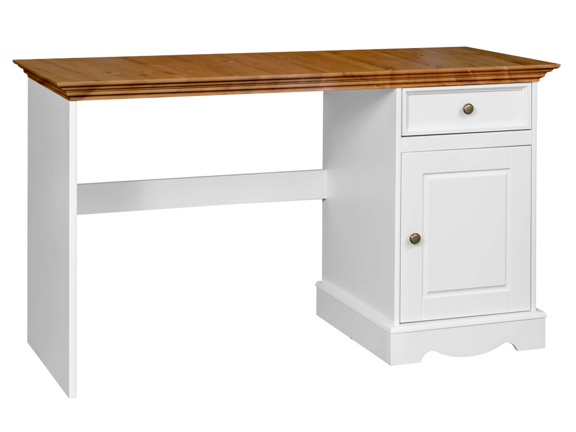 Pojedyncze biurko drewniane biały dąb NISAN