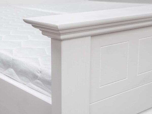 Łóżko drewniane białe frezy detale NISAN