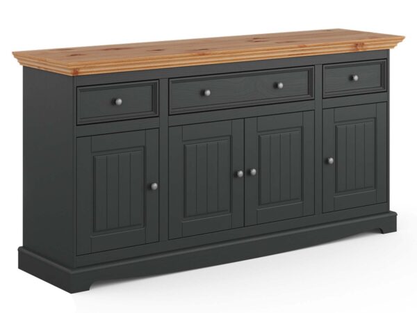 Duża komoda z litego drewna grafit sosna NISAN