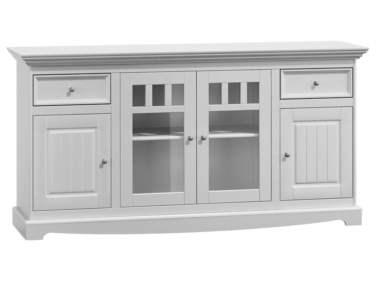 Biała komoda z przeszkleniami NISAN