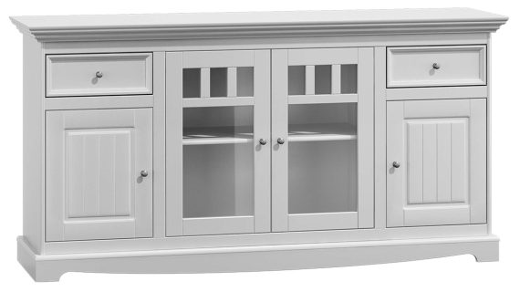 Biała komoda z przeszkleniami NISAN